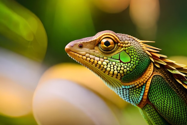 Un lagarto con un patrón verde y azul.