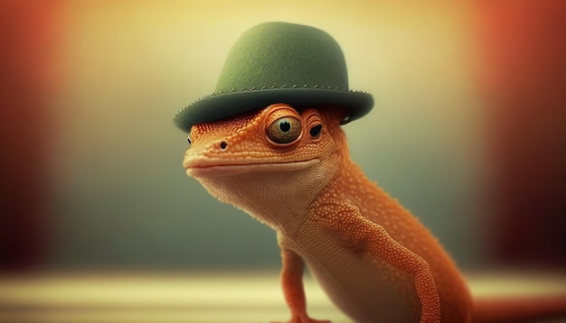 Un lagarto en un sombreroIA generativa
