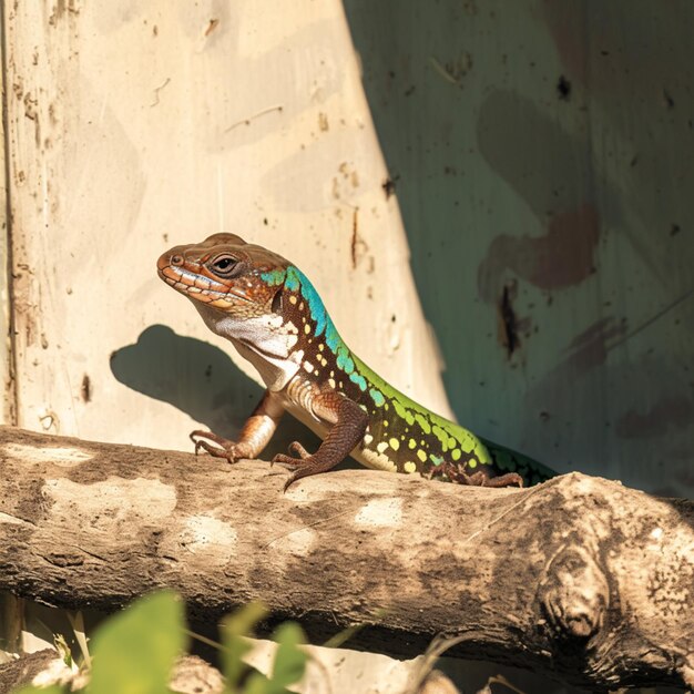 Lagarto tomando el sol cálido absorbiendo rayos pacíficamente para las redes sociales