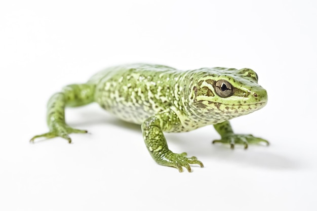 Lagarto verde isolado em fundo branco