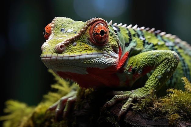 lagarto verde subindo na madeira Generative AI