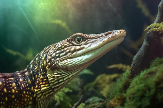 Lagartos de água no retrato aproximado do aquário de um lagarto