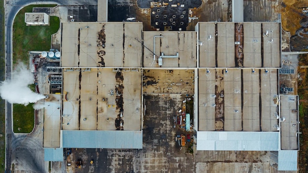 Lagerfabrikbau Luftaufnahme der großen Industriefabrik