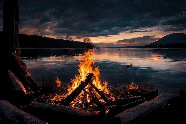 Lagerfeuer am See