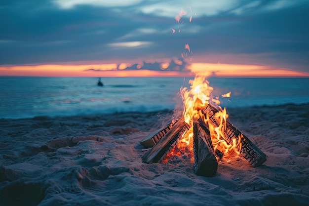 Lagerfeuer am Strand bei einer Abendfotografie