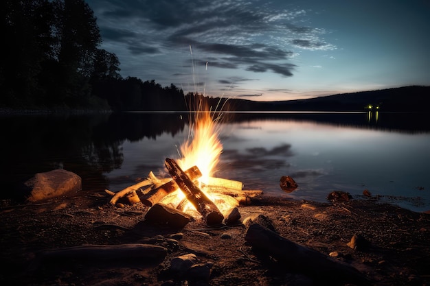 Lagerfeuer an einem See