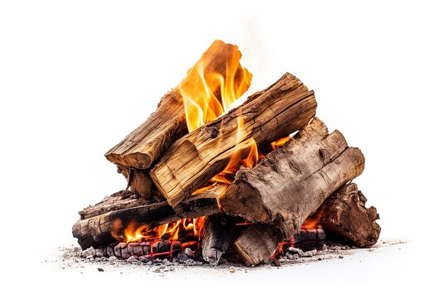 Foto lagerfeuer auf weißem hintergrund