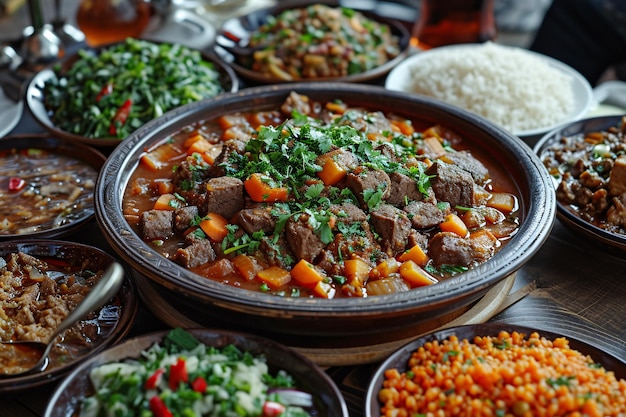 Foto laghman ofrecido en un restaurante uigur