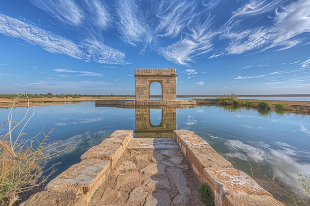 El lago artificial de Gadi Sagar en Jaisalmer, Rajasthan, India