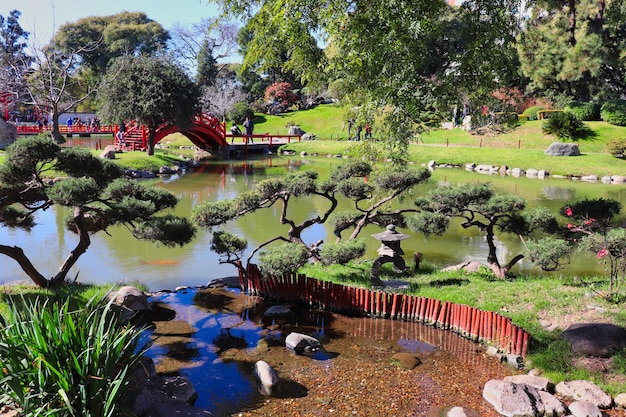 Lago artificial en un jardin japones en buenos aires