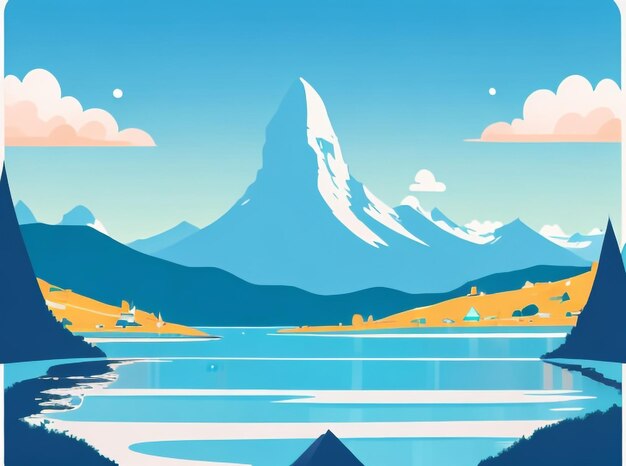 Foto el lago azul y el majestuoso matterhorn en un pintoresco país de las maravillas