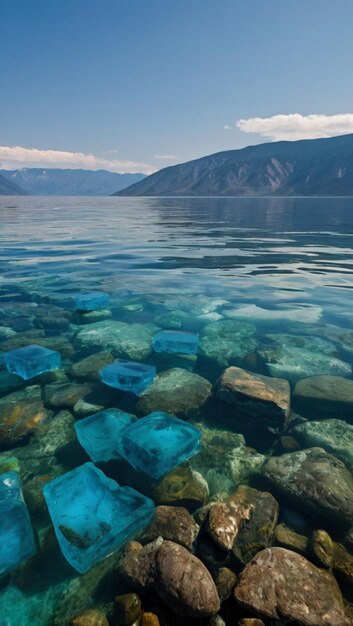 Foto el lago baikal este enorme lago está entre los más claros del mundo