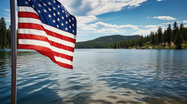 El lago de la bandera patriótica estadounidense