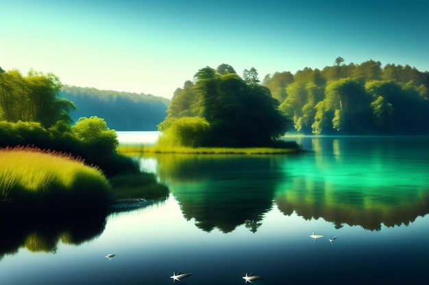 El lago en el bosque fondos de pantalla