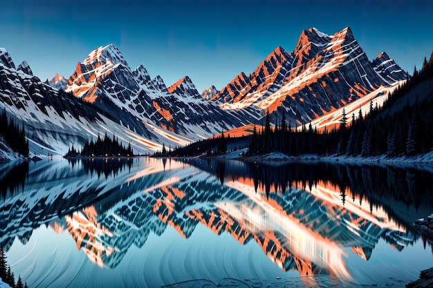 Lago Braies com monte no fundo