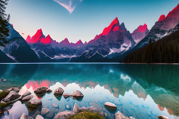 Lago Braies con monte Seekofel al fondo