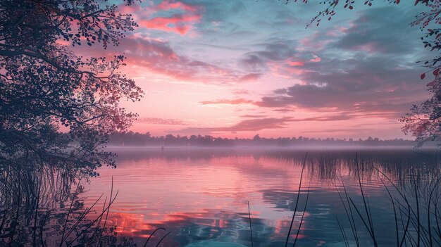 El lago carmesí II Reflexiones vespertinas El cielo escarlata