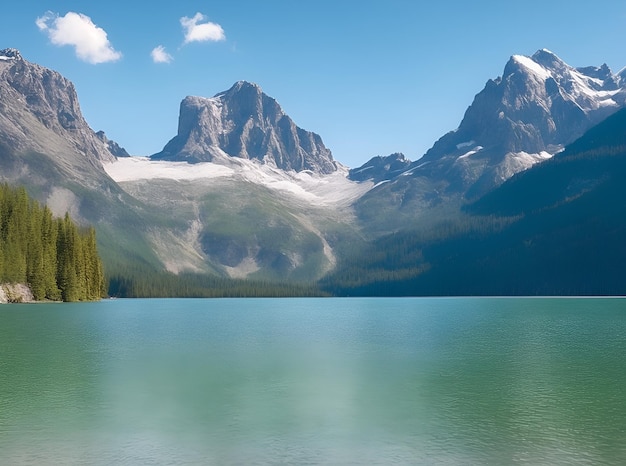 Lago com uma montanha ao fundo