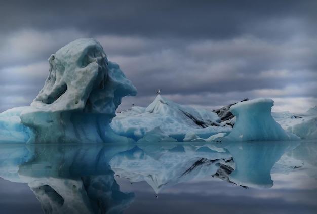 Lago congelado contra un cielo nublado durante el invierno