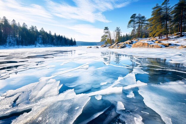 Lago congelado no inverno