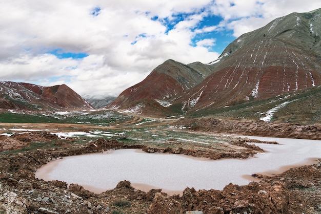 Lago congelado en las tierras altas