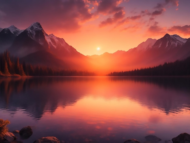 Lago das Montanhas Sunset