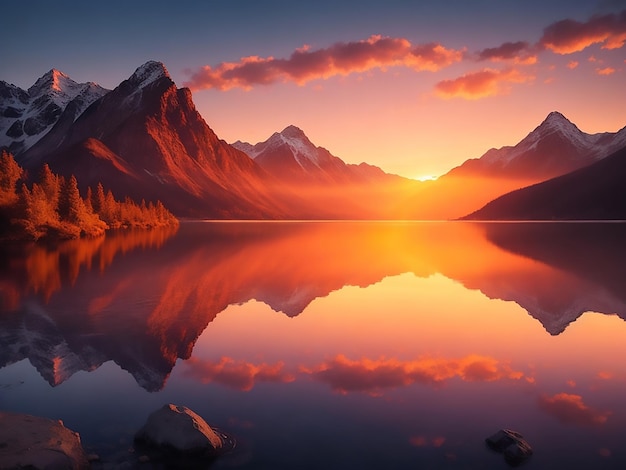 Lago das Montanhas Sunset