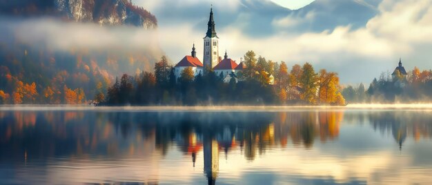 Lago de Bled Eslovénia fundo natural