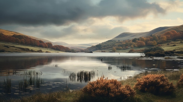 Lago de Yorkshire Um tonalismo temperamental Paisagem papel de parede por Tom Chambers