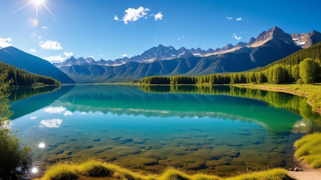 lago e montanhas AI Gerado