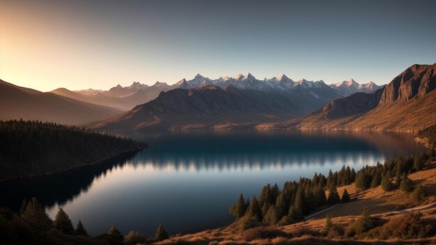 lago e montanhas AI Gerado