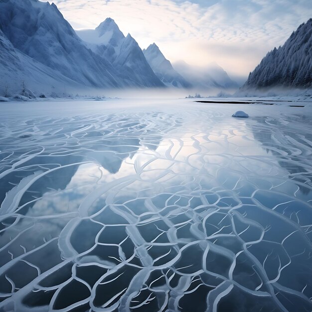 lago de hielo en las montañas