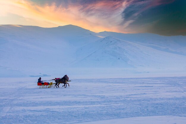 Foto el lago idr es un gran lago de agua dulce en la provincia de ardahan, en la parte noreste de turquía.