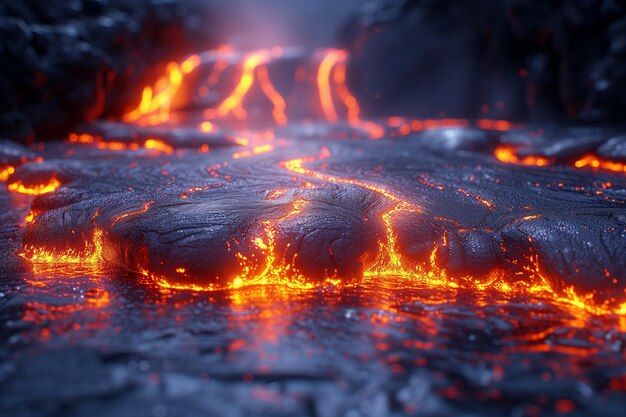 El lago de lava volcánica