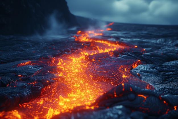 El lago de lava volcánica