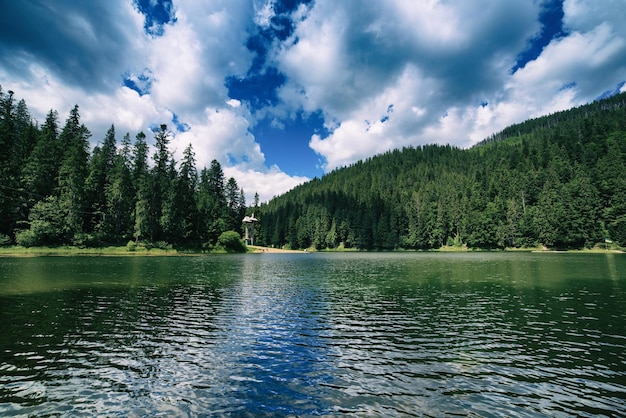 Foto lago de montaña de los cárpatos