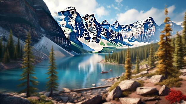 Lago moraine montañas rocosas canadá