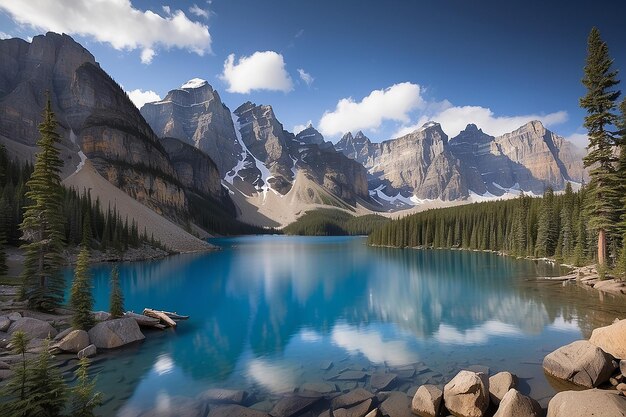 Foto lago moraine montanhas rochosas canadá