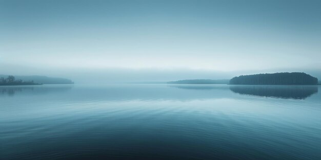 El lago de niebla por la mañana