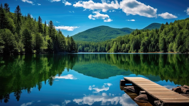 Foto un lago con un paisaje maravilloso y impresionante.