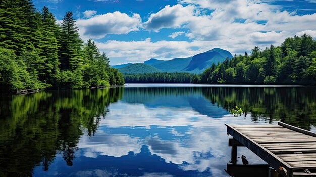 Foto un lago de paisaje maravilloso y tranquilo.