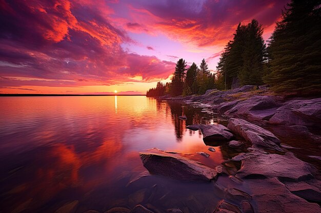 el lago el río el atardecer