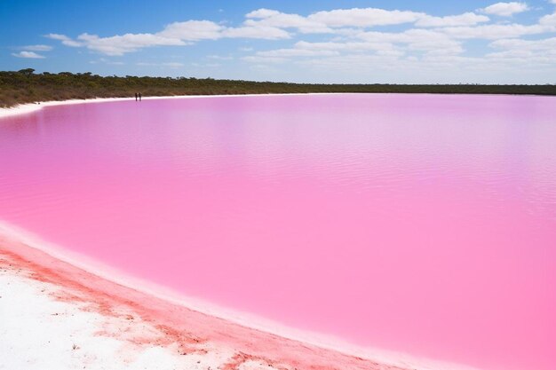 Foto un lago rosado con una superficie de agua rosada