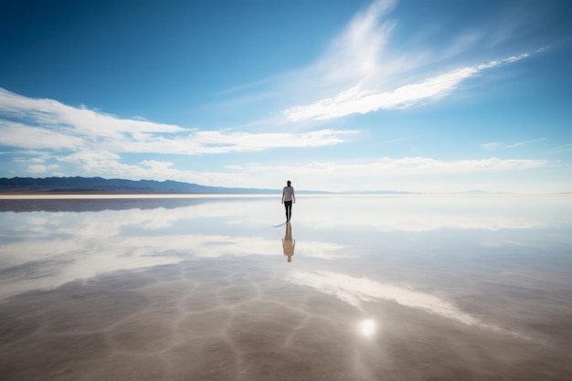 Lago salado reflejo cielo Cámara naturaleza Generar Ai