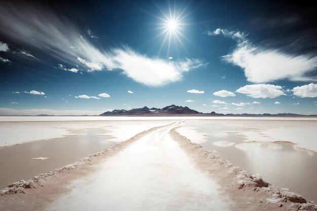 Lago salgado Salar de Uyuni com reflexos do céu