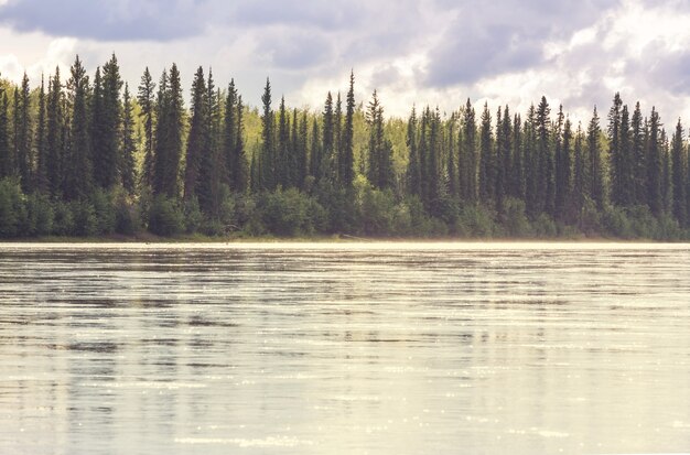 Lago serenity em tundra no Alasca