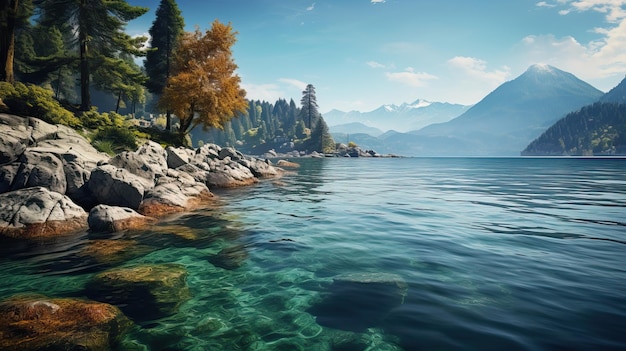 Foto un lago en suiza un paisaje increíblemente hermoso y pacífico