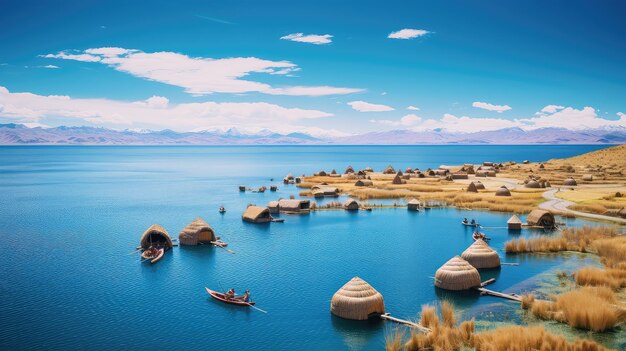 Foto el lago titicaca flotante de bolivia