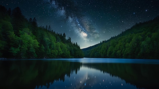 Foto un lago tranquilo entre los árboles