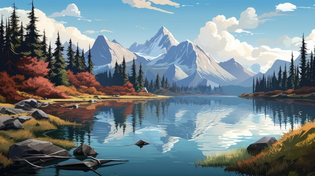 un lago tranquilo rodeado de majestuosas montañas